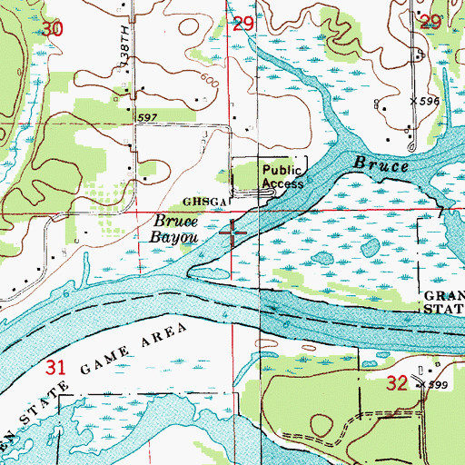 Topographic Map of Bruce Bayou, MI