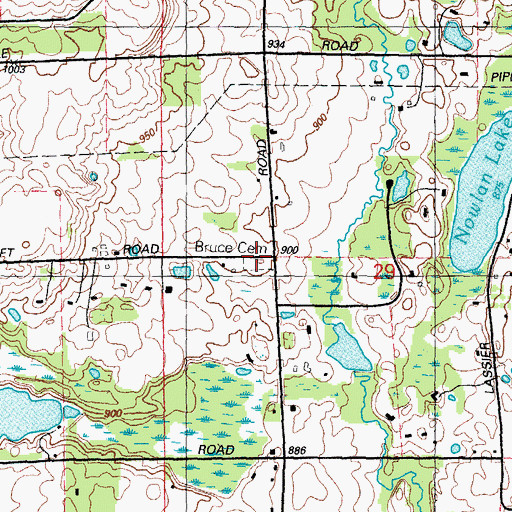 Topographic Map of Bruce Cemetery, MI