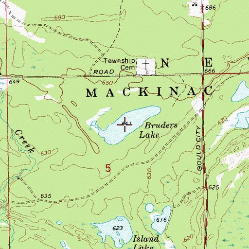 Topographic Map of Bruders Lake, MI
