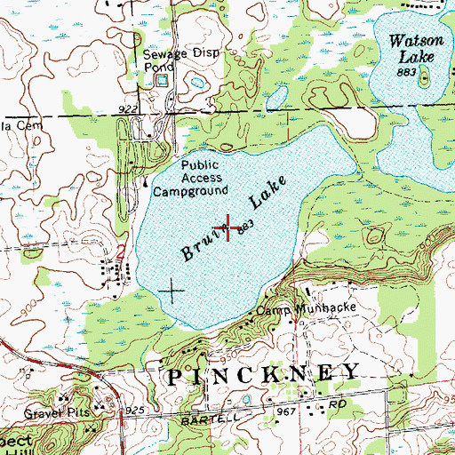 Topographic Map of Bruin Lake, MI
