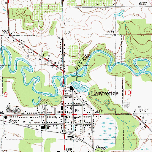 Topographic Map of Brush Creek, MI