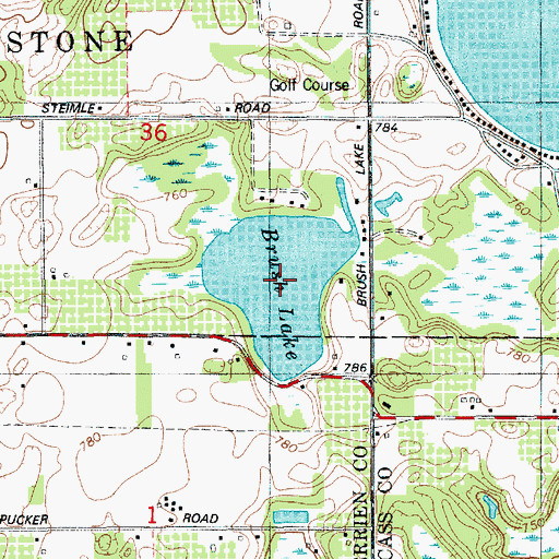 Topographic Map of Brush Lake, MI