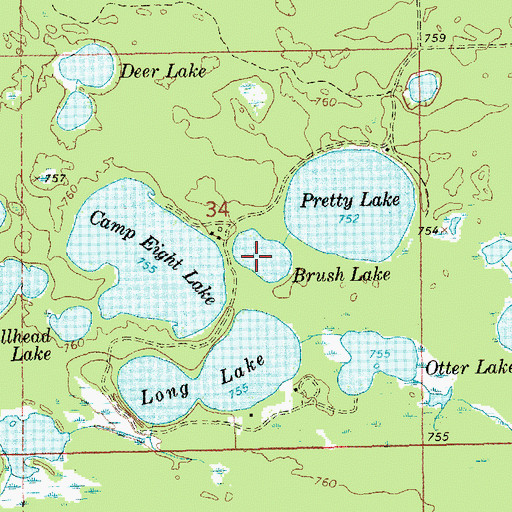 Topographic Map of Brush Lake, MI