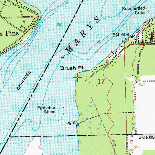 Topographic Map of Brush Point, MI