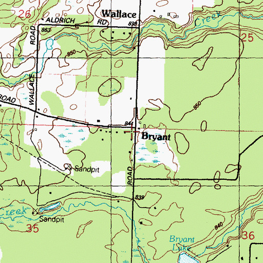 Topographic Map of Bryant, MI