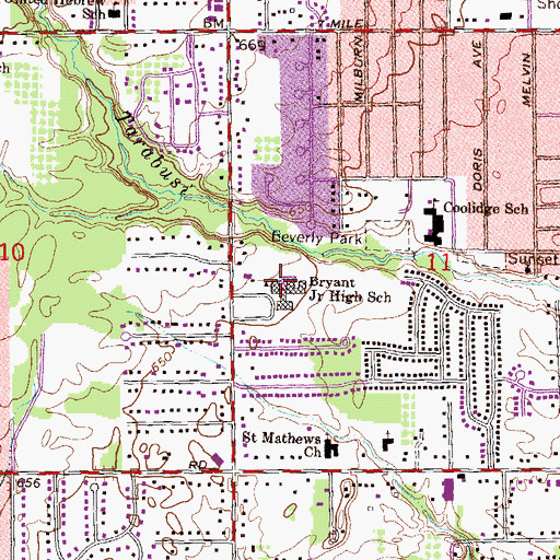 Topographic Map of Bryant Junior High School, MI