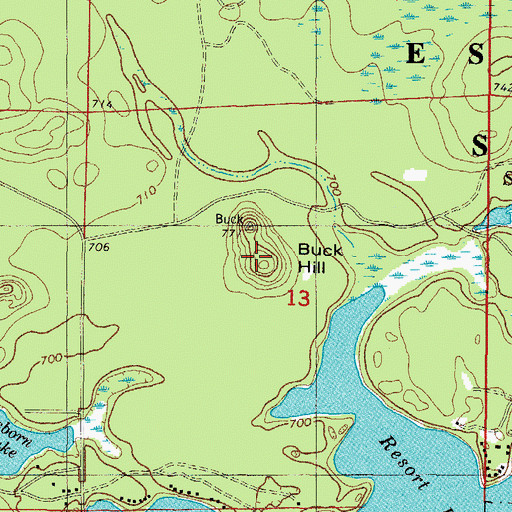 Topographic Map of Buck Hill, MI