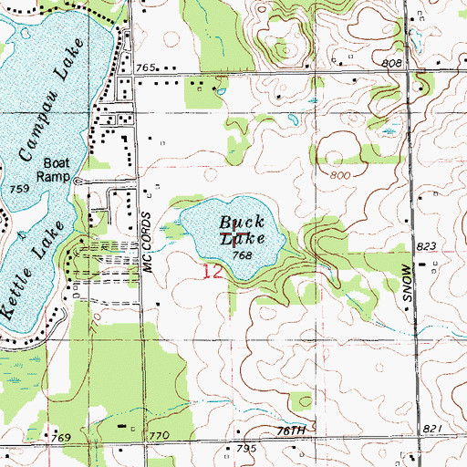 Topographic Map of Buck Lake, MI