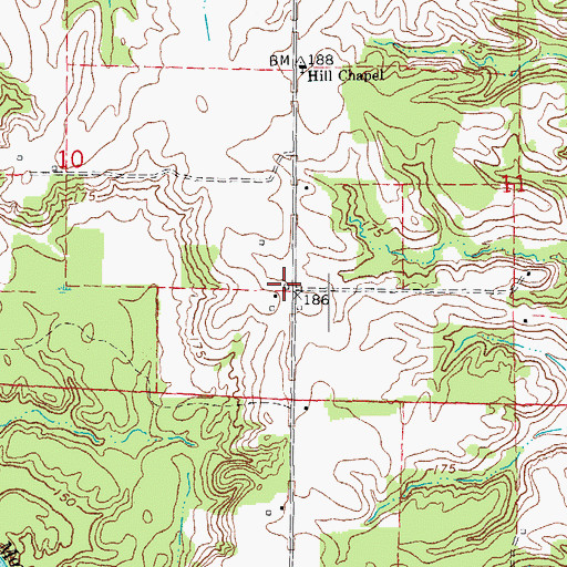 Topographic Map of Hill Chapel School (historical), AR