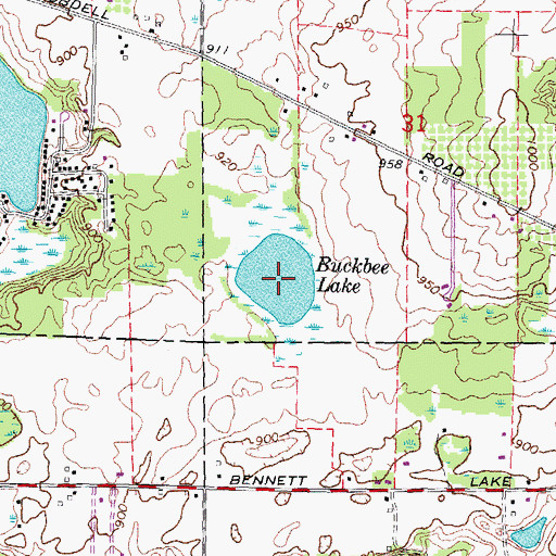 Topographic Map of Buckbee Lake, MI