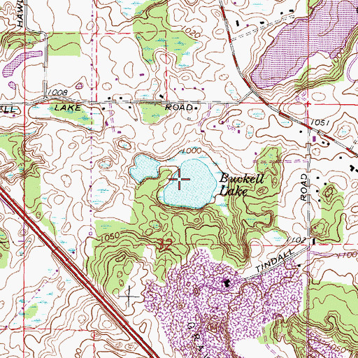 Topographic Map of Buckell Lake, MI