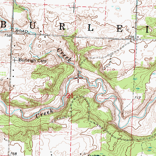 Topographic Map of Buchanan Creek, MI