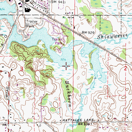 Topographic Map of Buckhorn Creek, MI