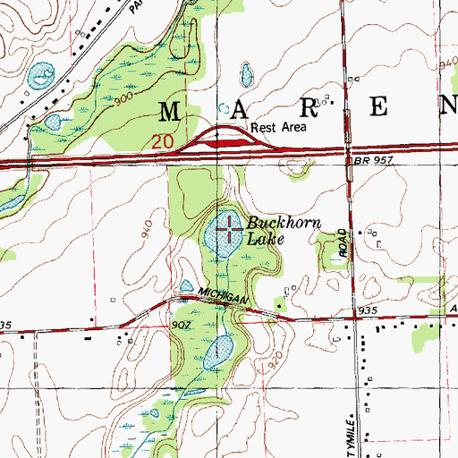 Topographic Map of Buckhorn Lake, MI