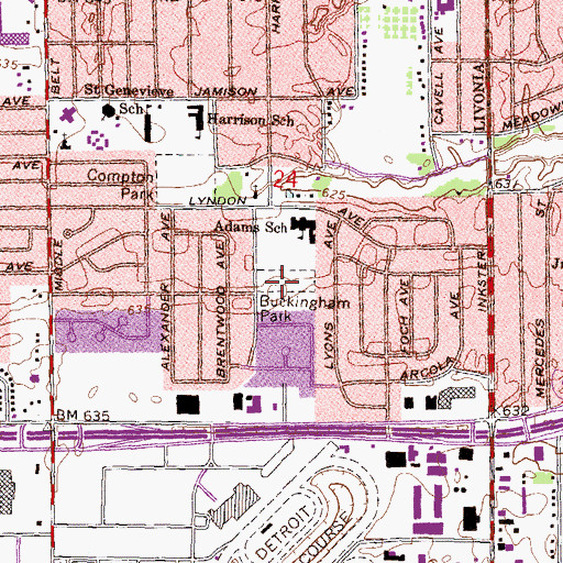 Topographic Map of Buckingham Park, MI