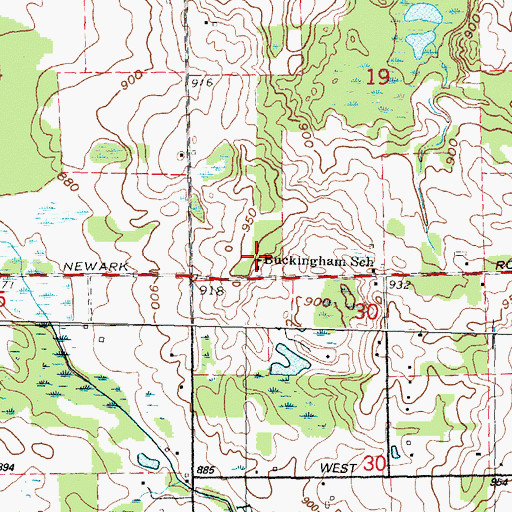 Topographic Map of Buckingham School, MI
