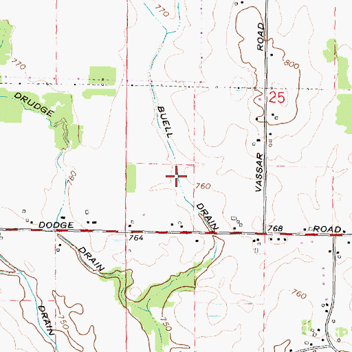 Topographic Map of Buell Drain, MI