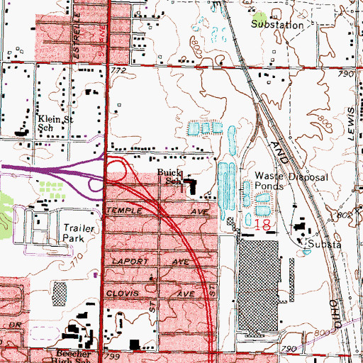 Topographic Map of Buick School, MI