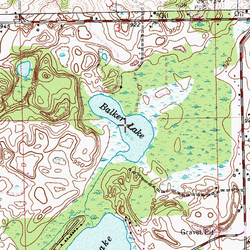 Topographic Map of Bulkey Lake, MI