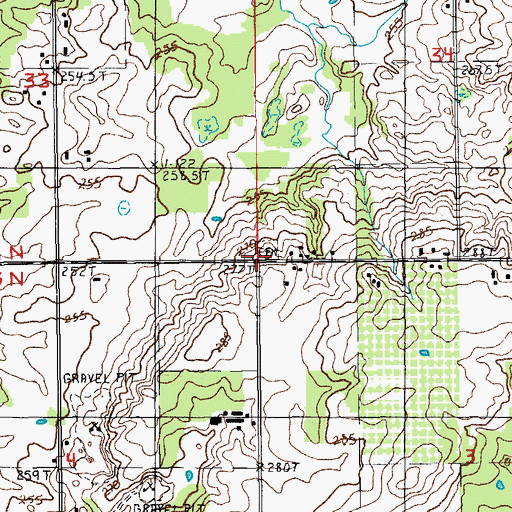 Topographic Map of Bull Cemetery, MI