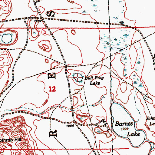 Topographic Map of Bull Frog Lake, MI
