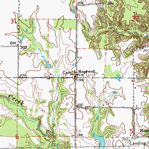 Topographic Map of Hopewell Cemetery, AR