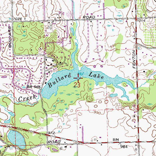 Topographic Map of Bullard Lake, MI