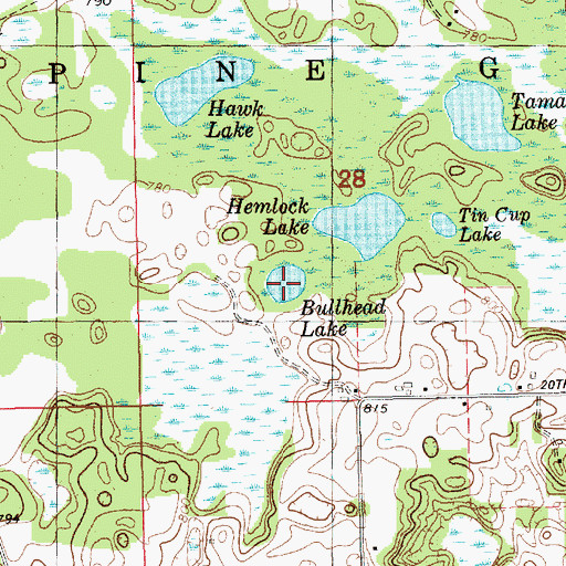 Topographic Map of Bullhead Lake, MI