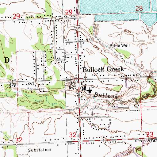 Topographic Map of Bullock Creek, MI