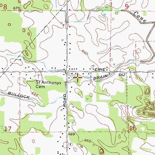 Topographic Map of Bullock Drain, MI