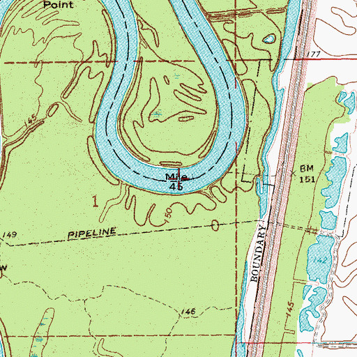 Topographic Map of Hughes Bend, AR