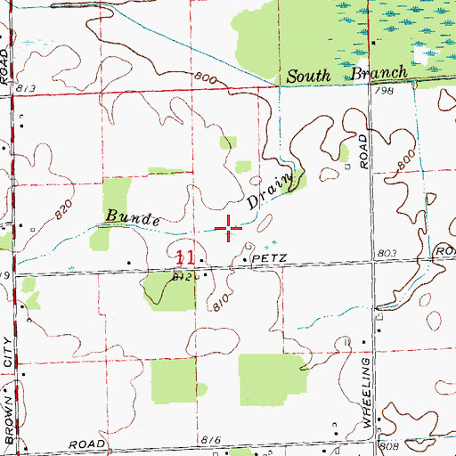 Topographic Map of Bunde Drain, MI