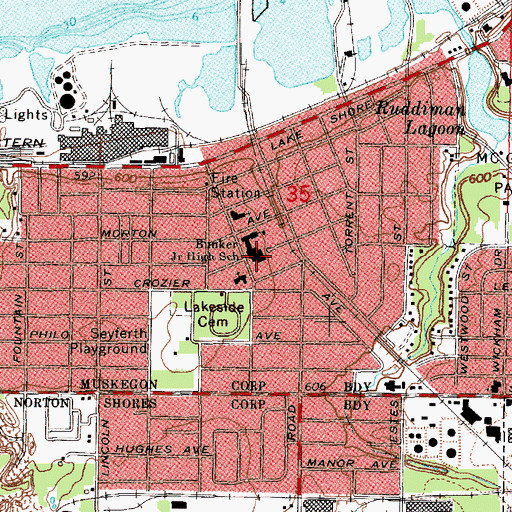 Topographic Map of Lakeside Elementary School, MI