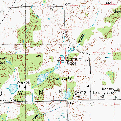 Topographic Map of Bunker Lake, MI