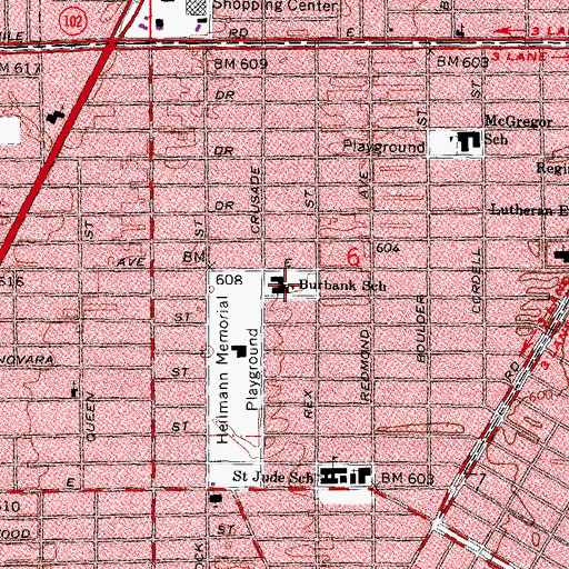 Topographic Map of Burbank School, MI