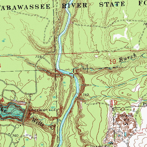 Topographic Map of Burch Creek, MI