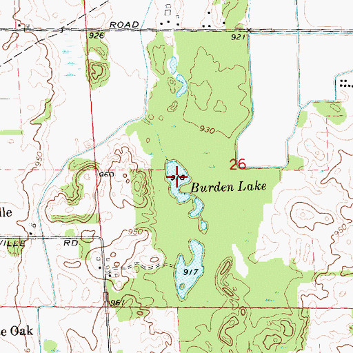 Topographic Map of Burden Lake, MI
