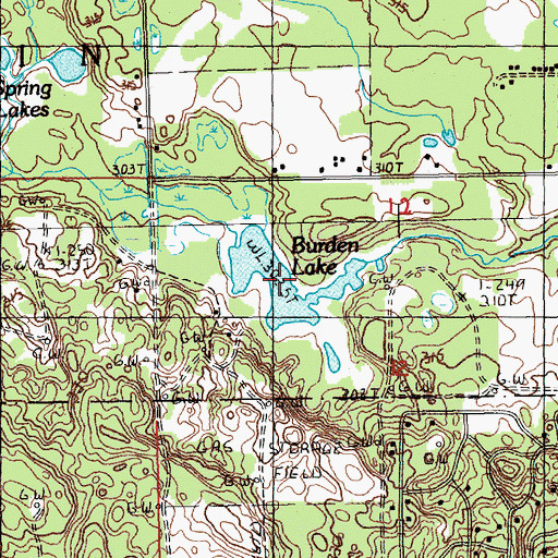 Topographic Map of Burden Lake, MI