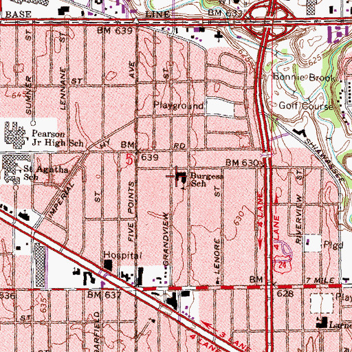 Topographic Map of Burgess School, MI