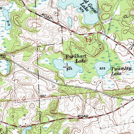 Topographic Map of Burkhart Lake, MI