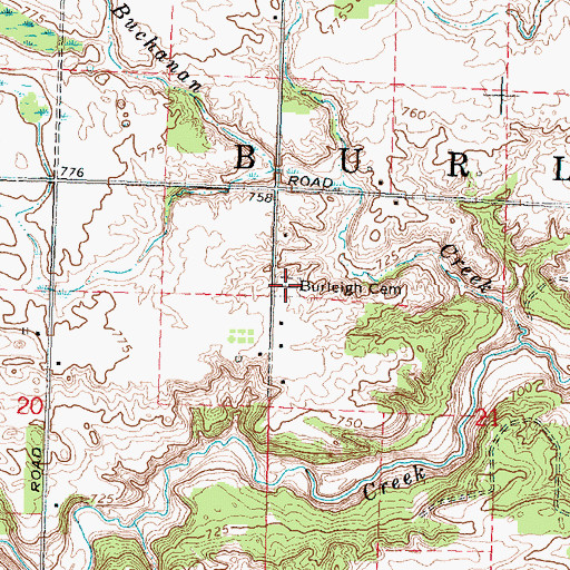 Topographic Map of Burleigh Cemetery, MI