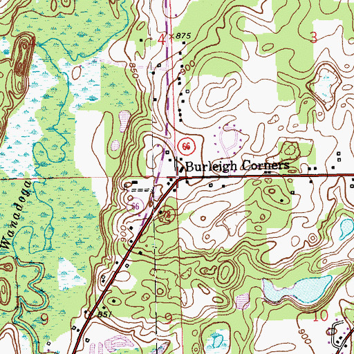 Topographic Map of Burleigh Corners, MI