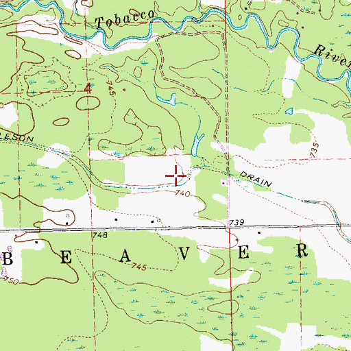 Topographic Map of Burleson Drain, MI