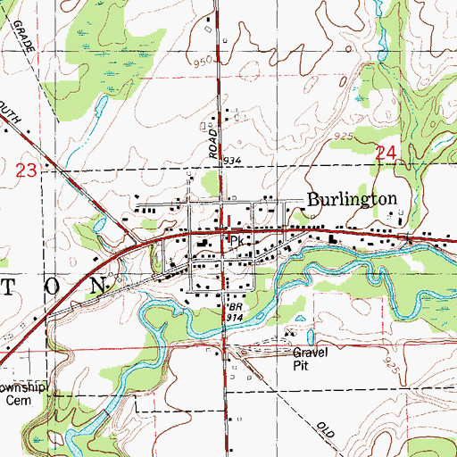 Topographic Map of Burlington, MI