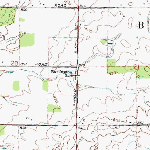 Topographic Map of Burlington School, MI