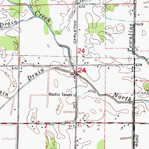 Topographic Map of Burnap Drain, MI