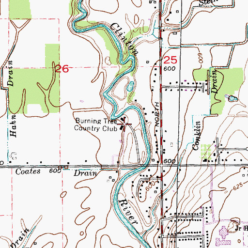 Topographic Map of Burning Tree Country Club, MI