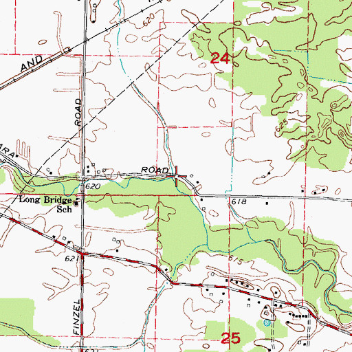 Topographic Map of Burns Drain, MI
