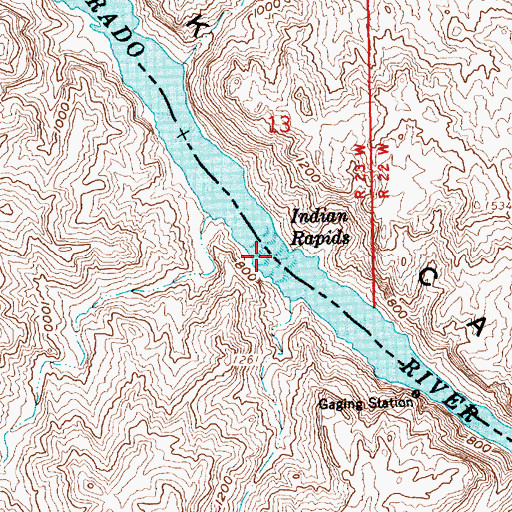 Topographic Map of Indian Rapids, NV
