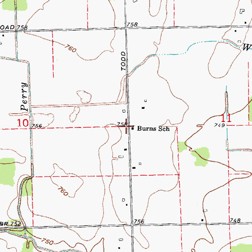Topographic Map of Burns School, MI